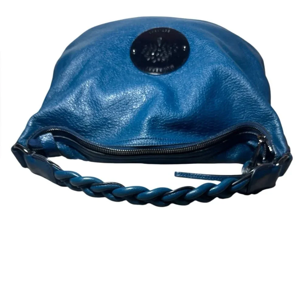 MULBERRY Shiny Blue Petrol Leather Daria Hobo Bag Braided Strap  Auth